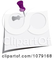 Clipart Purple Push Pin Tacking A Blank Note To A Wall Royalty Free Vector Illustration
