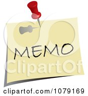 Clipart Red Push Pin Tacking A Memo Note To A Wall Royalty Free Vector Illustration by Pams Clipart