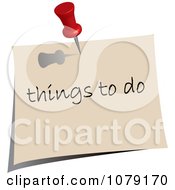 Clipart Red Push Pin Tacking A Things To Do Note To A Wall Royalty Free Vector Illustration by Pams Clipart
