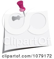 Clipart Pink Push Pin Tacking A Blank Note To A Wall Royalty Free Vector Illustration