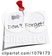 Clipart Red Push Pin Tacking A Dont Forget Note To A Wall Royalty Free Vector Illustration