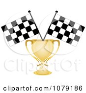 Poster, Art Print Of Gold Trophy Cup And Two Checkered Race Flags