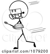 Clipart Grayscale Stick Man American Football Player Running Royalty Free Vector Illustration