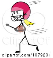 Clipart Stick Woman American Football Player Running Royalty Free Vector Illustration by Pams Clipart