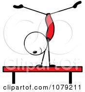 Stick Person Gymnast On The Balance Beam