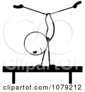 Poster, Art Print Of Black And White Stick Person Gymnast On The Balance Beam