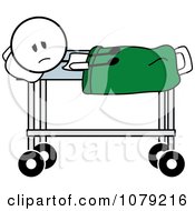Clipart Sick Stick Man In A Hospital Bed Royalty Free Vector Illustration