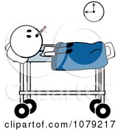 Clipart Sick Stick Man With A Fever In A Hospital Bed Royalty Free Vector Illustration