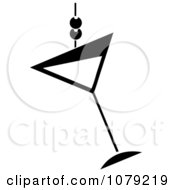 Clipart Black And White Martini Glass With Olives Royalty Free Vector Illustration