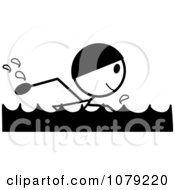 Clipart Black And White Stick Person Swimming Royalty Free Vector Illustration