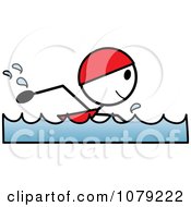 Poster, Art Print Of Stick Woman Swimming With A Cap