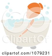 Clipart Red Haired Woman Relaxing In A Bubble Bath Royalty Free Vector Illustration