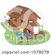 Clipart Summer Camp Boys Walking To A Cabin Royalty Free Vector Illustration