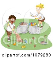Clipart Summer Camp Boys Cleaning Up Garbage Royalty Free Vector Illustration