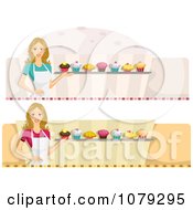 Poster, Art Print Of Set Of Female Cupcake Baker Website Banners