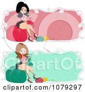 Set Of Retro Pinup Knitting Woman Website Banners