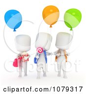 Poster, Art Print Of 3d Ivory School Kids With Snacks And Balloons