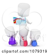 Clipart 3d Ivory School Teacher Reading A Story To Kids Royalty Free CGI Illustration