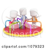 3d Ivory School Kids Playing On A Merry Go Round
