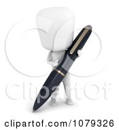 Poster, Art Print Of 3d Ivory Man Writing With A Ball Pen