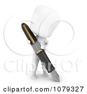Clipart 3d Ivory Man Writing With A Fountain Pen Royalty Free CGI Illustration