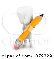 Poster, Art Print Of 3d Ivory Man Holding A Pencil