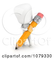 Poster, Art Print Of 3d Ivory Man Writing With A Pencil
