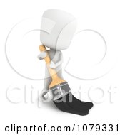 Clipart 3d Ivory Man Using A Paint Brush Royalty Free CGI Illustration