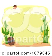 Poster, Art Print Of Cactus And Desert Frame With A Bird On A Cloud