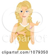 Clipart Blond Woman Showing Her Beaded Bracelet Royalty Free Vector Illustration