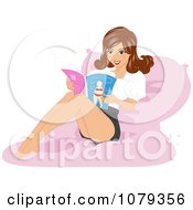Poster, Art Print Of Brunette Woman Reading A Magazine On Her Bed
