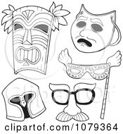 Clipart Outlined Masks Royalty Free Vector Illustration