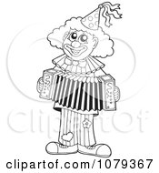 Poster, Art Print Of Outlined Clown Playing An Accordian