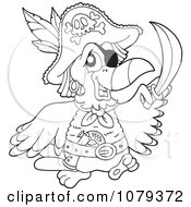 Clipart Outlined Pirate Parrot Royalty Free Vector Illustration