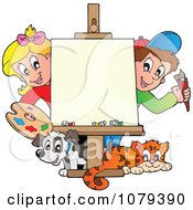 Poster, Art Print Of Art Class School Kids With A Blank Canvas