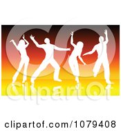 Poster, Art Print Of Silhouetted Dancers Over Orange Lines