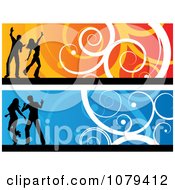 Poster, Art Print Of Orange And Blue Silhouetted Dancer Website Banners