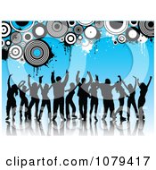 Poster, Art Print Of Silhouetted Dancers Over Blue With Grungy Circles