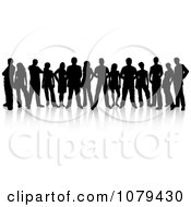 Poster, Art Print Of Black Silhouetted Group Of People With Reflections 1