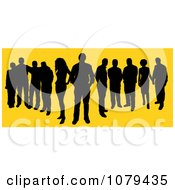 Poster, Art Print Of Black Silhouetted Group Of People Over Yellow