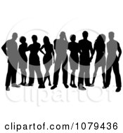 Clipart Black Silhouetted Group Of People With Reflections 4 Royalty Free Vector Illustration