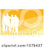 Clipart White Silhouetted Group Of People On Orange Rays Royalty Free Vector Illustration