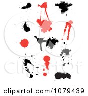 Set Of Red And Black Ink Splatters