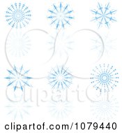 Poster, Art Print Of Set Of Blue Snowflakes And Reflections