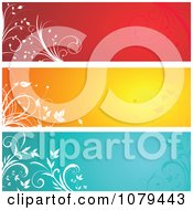 Poster, Art Print Of Red Orange And Blue Floral Website Banners