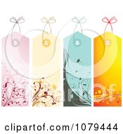 Poster, Art Print Of Four Colorful Floral Label Tags