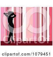 Poster, Art Print Of Silhouetted Sexy Woman Over Pink Stripes