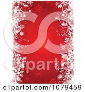 Clipart Red Grungy Christmas Winter Background With Foliage And Snowflakes Royalty Free Vector Illustration