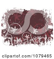 Poster, Art Print Of Maroon Floral Grunge Background With White Edges