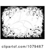 Poster, Art Print Of Black And White Floral Grunge Background 1